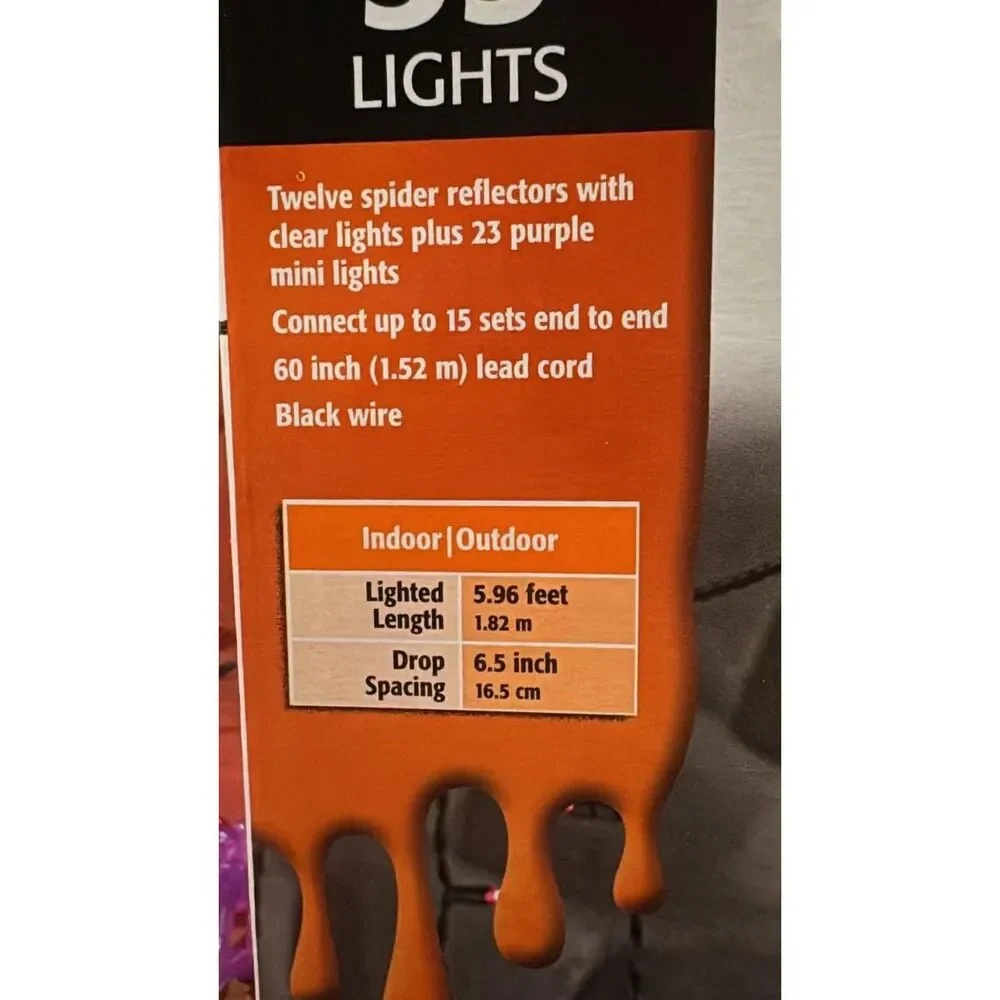 Halloween Sylvania Spider Curtain Lights  35 Lights Works
